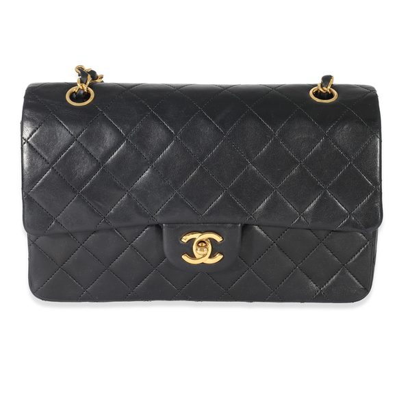 Chanel Vintage Navy Quilted Lambskin Medium Classic Flap Bag - Picture 1 of 8